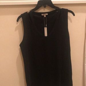 Lilla P Tank Top with Cut Out V Neck Cotton Size XL